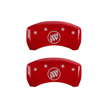 Load image into Gallery viewer, MGP 4 Caliper Covers Engraved Front Buick Rear Buick Shield Red Finish Silver Char 2015 Buick Regal
