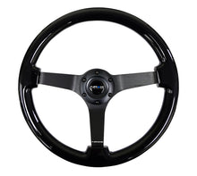 Load image into Gallery viewer, NRG Reinforced Steering Wheel (350mm / 3in. Deep) Black w/Black Chrome Solid 3-Spoke Center
