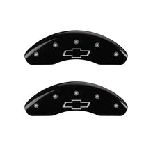 Load image into Gallery viewer, MGP Front set 2 Caliper Covers Engraved Front Bowtie Black finish silver ch
