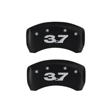 Load image into Gallery viewer, MGP 4 Caliper Covers Engraved Front Mustang Engraved Rear 37 Red finish silver ch
