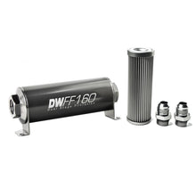 Load image into Gallery viewer, DeatschWerks Stainless Steel 10AN 10 Micron Universal Inline Fuel Filter Housing Kit (160mm)
