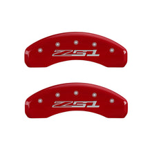 Load image into Gallery viewer, MGP 4 Caliper Covers Engraved Front Corvette C7 Engraved Rear Z51/2015 Red finish silver ch
