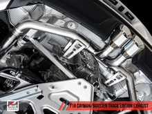 Load image into Gallery viewer, AWE Tuning Porsche 718 Boxster / Cayman Track Edition Exhaust - Chrome Silver Tips
