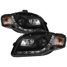 Load image into Gallery viewer, Spyder Audi A4 06-08 Projector Headlights Halogen Model Only - DRL Black PRO-YD-AA405-DRL-BK

