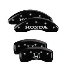 Load image into Gallery viewer, MGP 4 Caliper Covers Engraved Front Honda Engraved Rear H Logo Black finish silver ch
