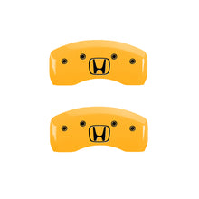 Load image into Gallery viewer, MGP 4 Caliper Covers Engraved Front Honda Rear H Logo Yellow Finish Black Char 2018 Honda Civic

