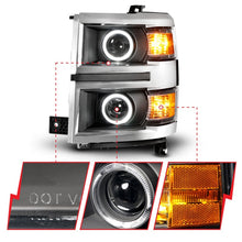 Load image into Gallery viewer, ANZO 14-15 Chevrolet Silverado 1500 Projector Headlights w/ Halo Black Housing w/ Chrome Trim
