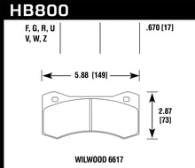 Load image into Gallery viewer, Hawk Wilwood 17mm 6617 Claliper Brake Pad Set
