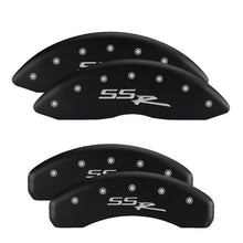 Load image into Gallery viewer, MGP 4 Caliper Covers Engraved Front Block/Challenger Engraved Rear Vintage Style/RT Blk fnsh slvr ch
