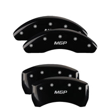Load image into Gallery viewer, MGP 4 Caliper Covers Engraved Front &amp; Rear Bowtie Black finish silver ch

