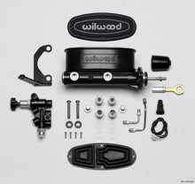 Load image into Gallery viewer, Wilwood HV Tandem M/C Kit w L/H Bracket &amp; Prop Valve - 7/8in Bore Black-W/Push. - Early Mustang
