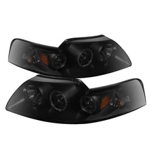 Load image into Gallery viewer, Spyder Ford Mustang 99-04 Projector Headlights LED Halo Blk Smke PRO-YD-FM99-1PC-AM-BSM
