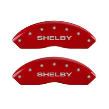 Load image into Gallery viewer, MGP 4 Caliper Covers Engraved Front Shelby Engraved Rear Tiffany Snake Red finish silver ch
