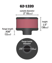 Load image into Gallery viewer, K&amp;N Clamp On Rubber Base Crankcase Vent Filter 0.375in Flange ID x 2in OD x 1.5in Height
