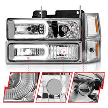 Load image into Gallery viewer, ANZO 88-98 Chevrolet C1500 Crystal Headlights w/Light Bar Chrome Housing w/ Signal Side Markers 8Pcs
