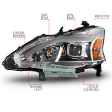 Load image into Gallery viewer, ANZO 13-15 Nissan Altima (w/o Factory HID Bulbs) Projector Headlights - w/ Light Bar Chrome Housing
