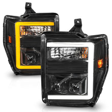 Load image into Gallery viewer, ANZO 08-10 Ford F-250 - F-550 Super Duty Projector Headlights w/ Light Bar Switchback Black Housing
