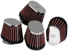 Load image into Gallery viewer, K&amp;N Universal Chrome Oval Tapered Air Filter - 2in Flg ID x 4in OS L 3in OS W x 2.75in H
