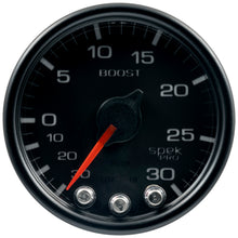 Load image into Gallery viewer, Autometer Spek-Pro Gauge Vac/Boost 2 1/16in 30Inhg-30psi Stepper Motor W/Peak &amp; Warn Black/Black
