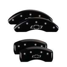 Load image into Gallery viewer, MGP 4 Caliper Covers Engraved Front &amp; Rear Bowtie Black finish silver ch
