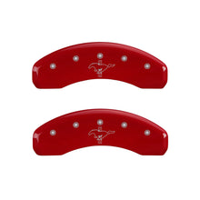 Load image into Gallery viewer, MGP 4 Caliper Covers Engraved Front 2015/Mustang Engraved Rear 2015/Bar &amp; Pony Red/Silve 19in. Min
