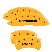 Load image into Gallery viewer, MGP 4 Caliper Covers Engraved Front &amp; Rear Mopar Yellow Finish Black Char 2005 Chrysler 300
