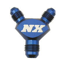 Load image into Gallery viewer, Nitrous Express 8AN x 6AN x 6AN Billet Pure-Flo Y Fitting - Blue
