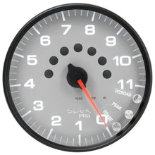 Load image into Gallery viewer, AutoMeter Gauge Tachometer 5in. 11K RPM W/Shift Light &amp; Peak Mem Silver/Black Spek-Pro
