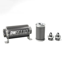 Load image into Gallery viewer, DeatschWerks Stainless Steel 6AN 100 Micron Universal Inline Fuel Filter Housing Kit (110mm)
