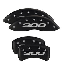 Load image into Gallery viewer, MGP 4 Caliper Covers Engraved Front &amp; Rear Style 1/Chrysler Wing Black finish silver ch
