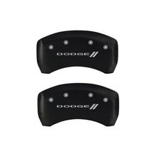 Load image into Gallery viewer, MGP 4 Caliper Covers Engraved Front &amp; Rear With stripes/Dodge Red finish silver ch
