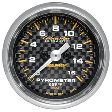 Load image into Gallery viewer, Autometer Carbon Fiber 52mm 1600 Deg F Electronic EGT Gauge Kit
