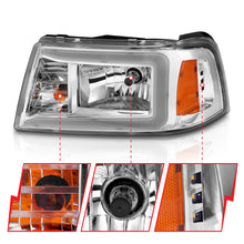 Load image into Gallery viewer, ANZO 2001-2011 Ford Ranger Crystal Headlights w/ Light Bar Chrome Housing
