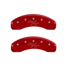Load image into Gallery viewer, MGP 4 Caliper Covers Engraved Front Block/Challenger Engraved Rear Vintage Style/RT Red fnsh slvr ch
