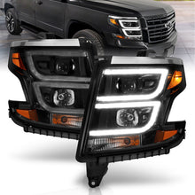 Load image into Gallery viewer, ANZO 2015-2020 Chevy Tahoe Projector Headlights Plank Style Black w/DRL
