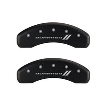 Load image into Gallery viewer, MGP 4 Caliper Covers Engraved Front &amp; Rear With stripes/Durango Red finish silver ch

