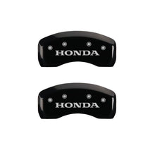 Load image into Gallery viewer, MGP 4 Caliper Covers Engraved Front &amp; Rear Honda Black Finish Silver Char 2010 Honda Civic
