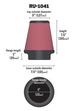 Load image into Gallery viewer, K&amp;N Universal Clamp-On Air Filter 6in FLG / 7-1/2in B / 5in T / 7-1/2in H
