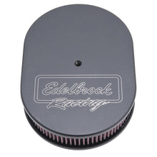 Load image into Gallery viewer, Edelbrock Air Cleaner Victor Series Oval Aluminum Top Cloth Element 11 875In X 8 25In X 3 75In Black
