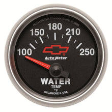 Load image into Gallery viewer, Autometer GM Bowtie Black 2-1/16in 100-250 F Pedestal Electronic Water Temp Gauge
