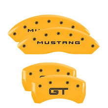Load image into Gallery viewer, MGP 4 Caliper Covers Engraved Front 2015/Mustang Engraved Rear 2015/GT Red finish silver ch

