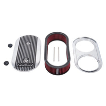 Load image into Gallery viewer, Edelbrock Air Cleaner Elite II Oval Dual-Quad Carbs 2 5In Red Element Polished
