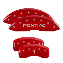 Load image into Gallery viewer, MGP 4 Caliper Covers Engraved Front Pontiac Rear Arrow Red Finish Silver Char 2006 Pontiac GTO
