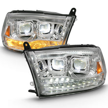 Load image into Gallery viewer, ANZO 2009-2018 Dodge Ram 1500 Led Projector Plank Style Switchback H.L Halo Chrome Amber (OE Style)
