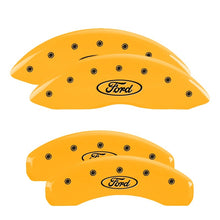 Load image into Gallery viewer, MGP 4 Caliper Covers Engraved Front &amp; Rear 2015/Sport Yellow Finish Black Char 2017 Ford Fusion
