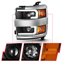 Load image into Gallery viewer, ANZO 2015-2016 Chevrolet Silverado Projector Headlights w/ Plank Style Design Black w/ Amber
