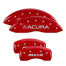 Load image into Gallery viewer, MGP 4 Caliper Covers Engraved Front Acura Engraved Rear MDX Red finish silver ch
