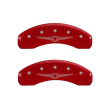 Load image into Gallery viewer, MGP 4 Caliper Covers Engraved Front &amp; Rear Style 1/Chrysler Wing Red finish silver ch
