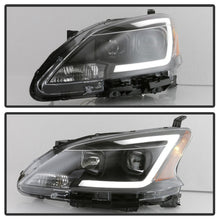 Load image into Gallery viewer, xTune 13-15 Nissan Sentra DRL LED Light Bar Halogen Projector Headlights - Black (PRO-JH-NS13-LB-BK)
