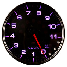 Load image into Gallery viewer, Autometer Spek-Pro Gauge Tachometer 5in 11K Rpm W/Shift Light &amp; Peak Mem Black/Smoke/Black
